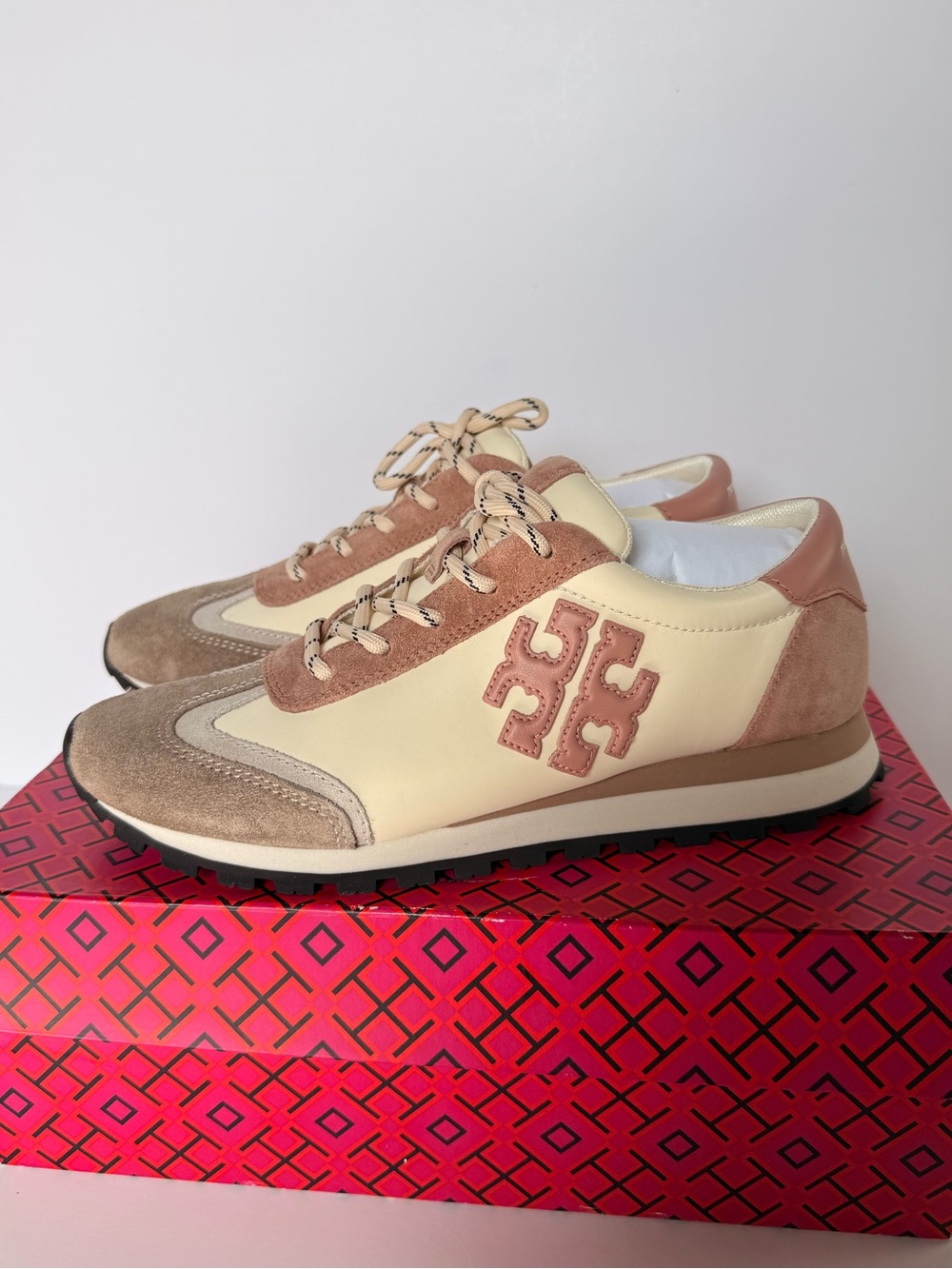 Tory Burch Vintage Nylon Sneakers Gressane Heroes Soft Malva Orzo Pink Moon SZ 7